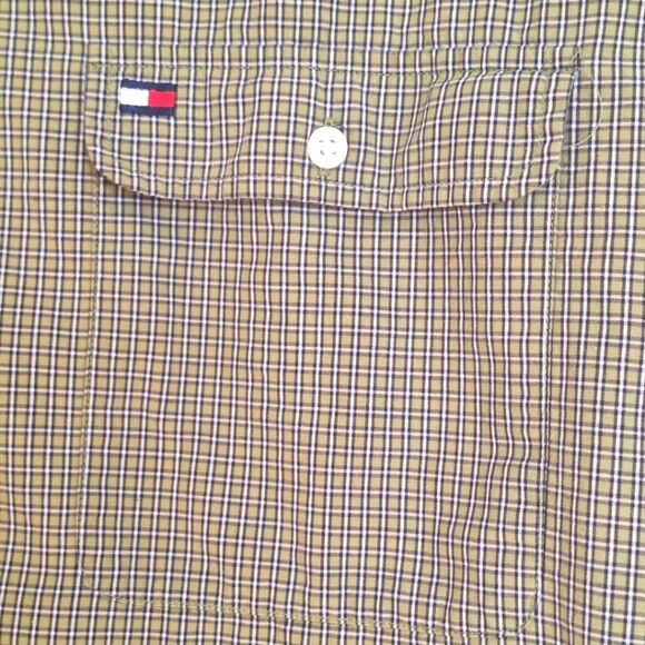 Tommy Hilfiger Button Up Men's Shirt Long Sleeve Olive Green 100% Cotton VTG XL - Picture 5 of 10